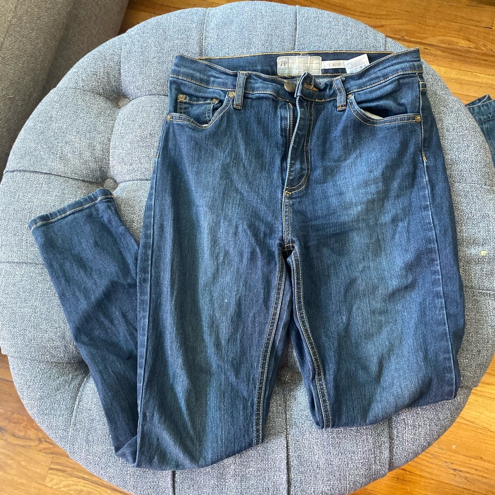 Free people mid rise dark skinny jeans